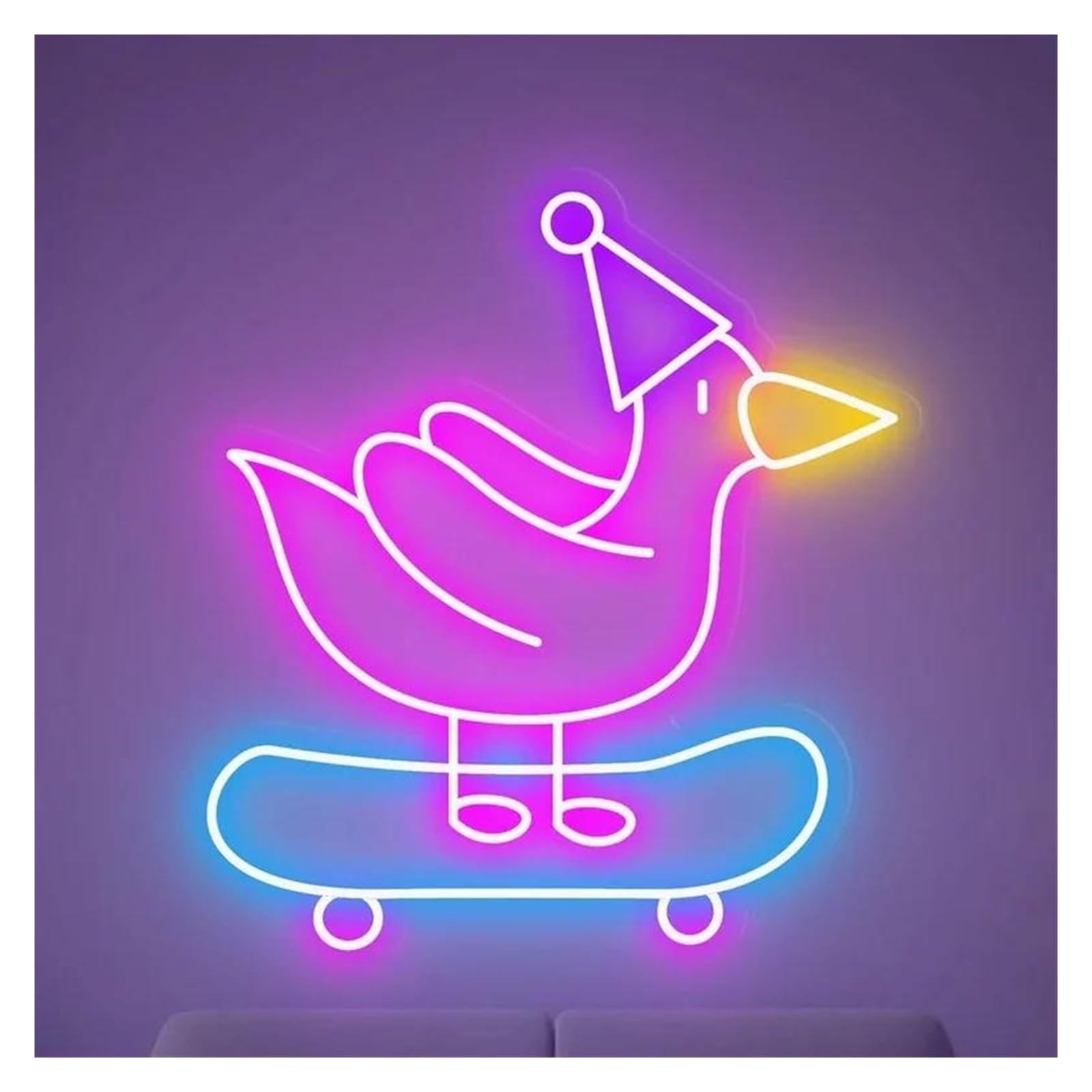 Lemst C Signs Lamp Duck Neon Sign Ute Skateboard Duck Night Light Home Lub Gaming Room Bar Wall Decor Art Usb Powered 35Cmх33cm(C)