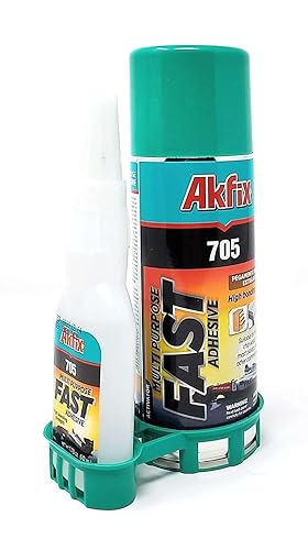 Akfix -GA060 705 Adhesivo Rápido CA Pegamento (1.76 oz.) con activador (6.76 fl oz.) Adhesivo superpegamento transparente y acelerador en aerosol