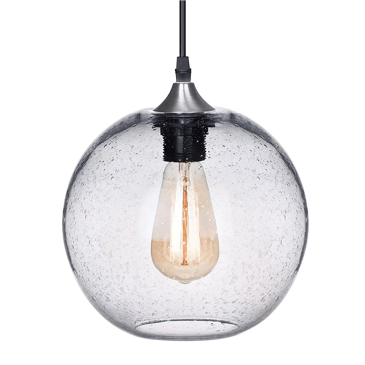 ITETONE Nordic Minimalist Style Pendant Light, Creative High Light Transmission Glass Hanging Lamp, Single Head E27 Screw Chandelier, Decorative Lighting Fixtures for Balcony, Kitchen, Island