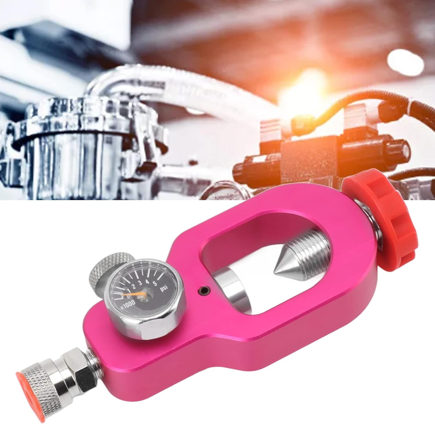 CO2 Tank Test Valve, Stainless Steel Aluminum Alloy CO2 Cylinder Test Valve, Precise CO2 Filling Control with Good Sealing, Durable CO2 Refill Valve for Paintball Airsoft Tanks