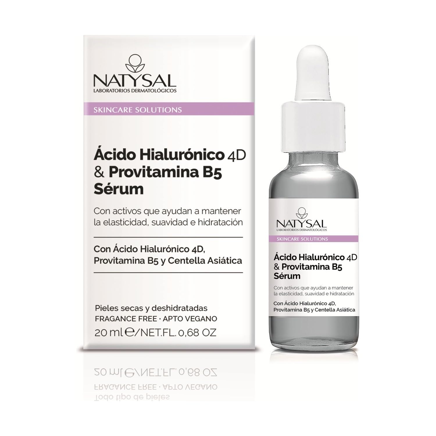 ÁCIDO HIALURÓNICO 4D Y PROVITAMINA B5 SERUM 20 ml | Ácido Hialurónico con 4 pesos moleculares | Provitamina B5 + Centella Asiática | Pieles secas | Pieles deshidratadas | Natysal