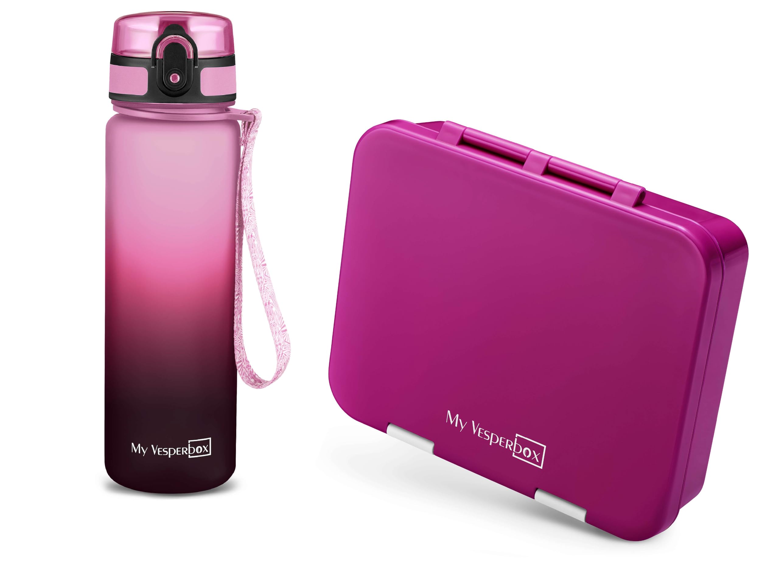 My Vesperbox Jin Set – Bento Box & Trinkflasche 500 ml – Lunchbox mit variablen Fächern – Brotdose für Kinder – auslaufsicher, BPA-frei – ideal für Schule & Kindergarten