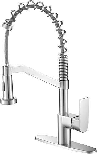 Grifo de cocina con rociador extraíble, grifos de fregadero de cocina de una sola manija para fregaderos de cocina, grifos de latón con placa de