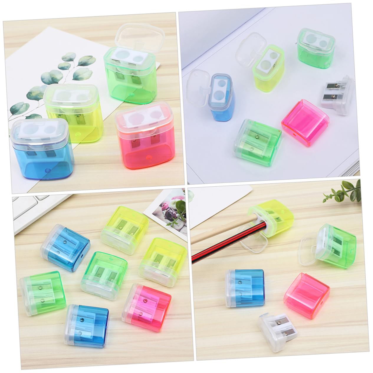 Anspitzer mit Dose 48 Stück Kunststoff Manuell Einfach Einschulung Feier | Bleistiftspitzer Multipack, Stiftzubehör für Schule und Arbeit, Transparentes Design, für Kinder