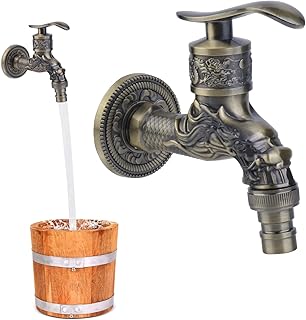 Comprar Grifo de jardín antiguo vintage grifo: YIDM grifo jardín 1/2 pulgadas montaje en pared dragón tallado grifo nostálgico para el hogar cocina baño exterior jardín