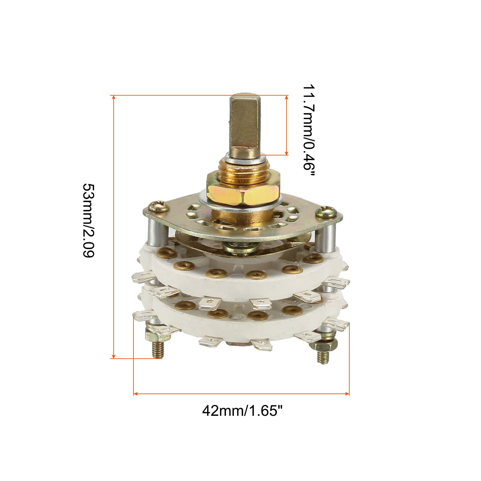 Rebower Band Selector Rotary Switch 6P3T 6 Pole 3 Position, 2 Deck [for Radio, TV, Industrial Machine Control Unit] - 1 Pcs