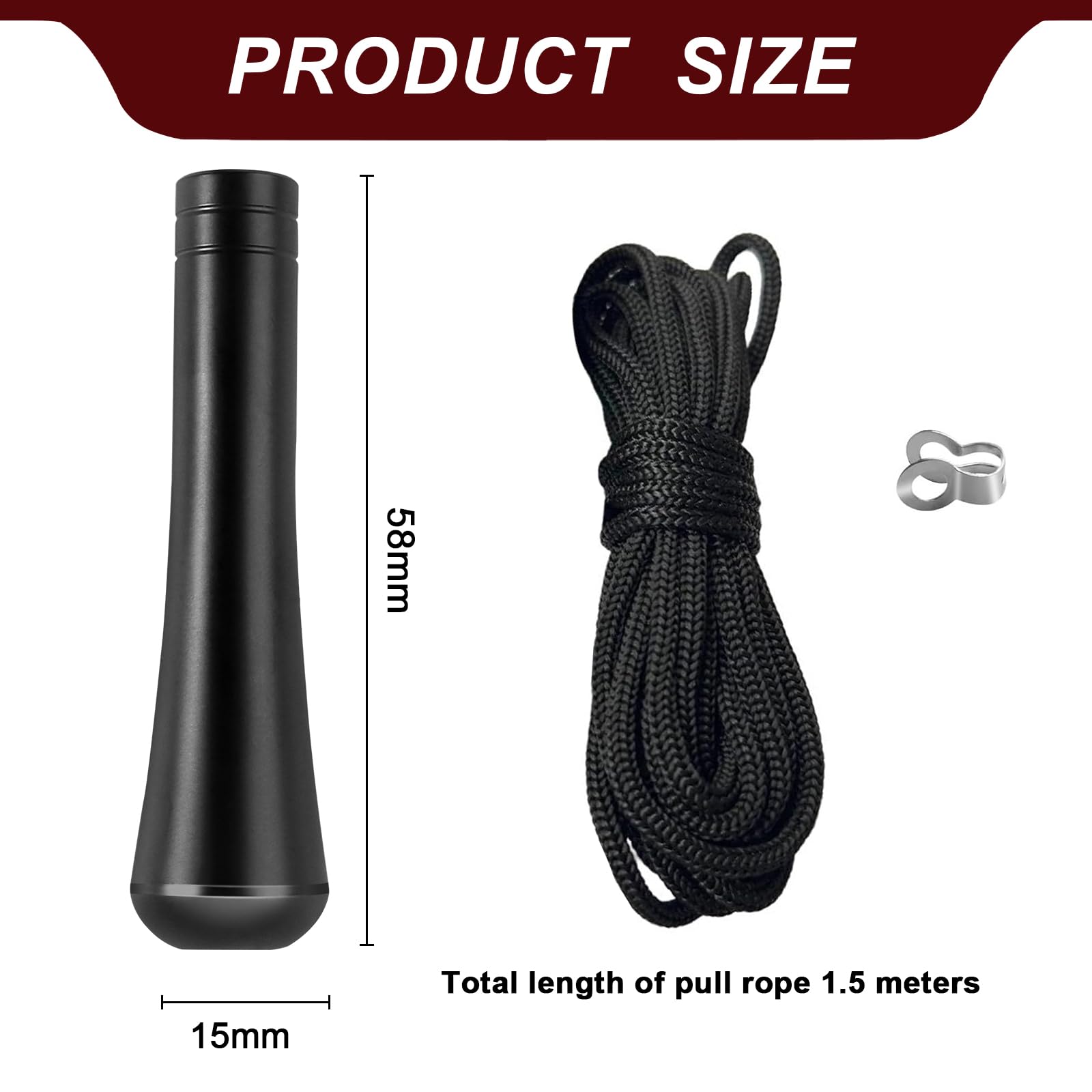 TXErfolg Bathroom Light Pull Cord 5.8cm Pull Cord Handle with 150cm Cord Connector Teardrop Pull Cord Light Switch Black Light Pull Handle for Bathroom Toilet Light Ceiling Light Fan - Image 2
