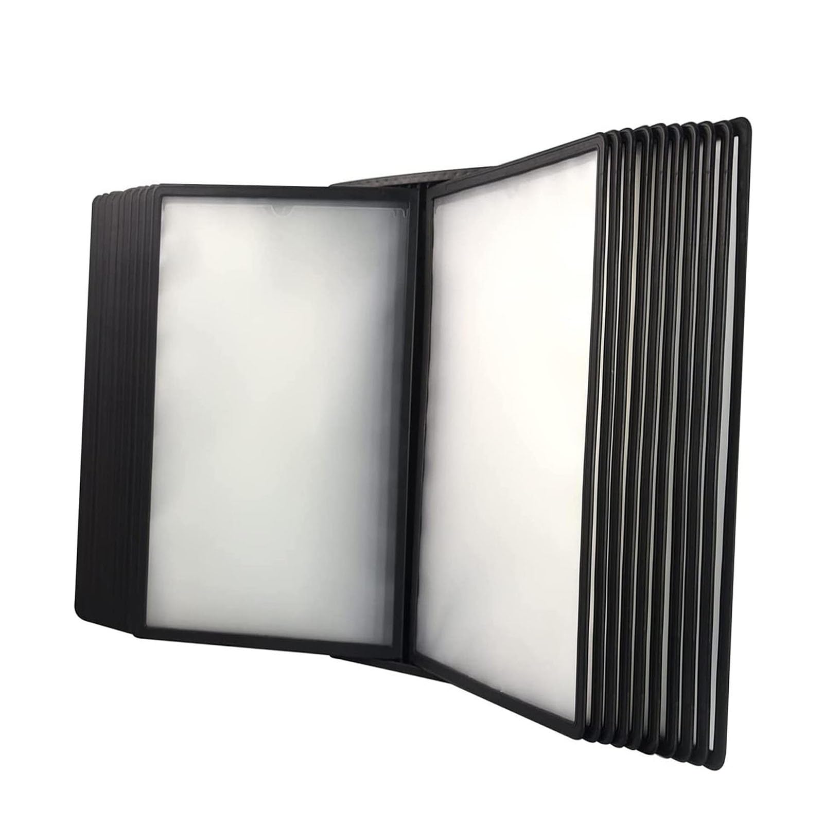 JYBNBBE Multi-Page folders, Color 20 Double-Sided Display Pockets, PVC and Metal for Office,Black-20 pages