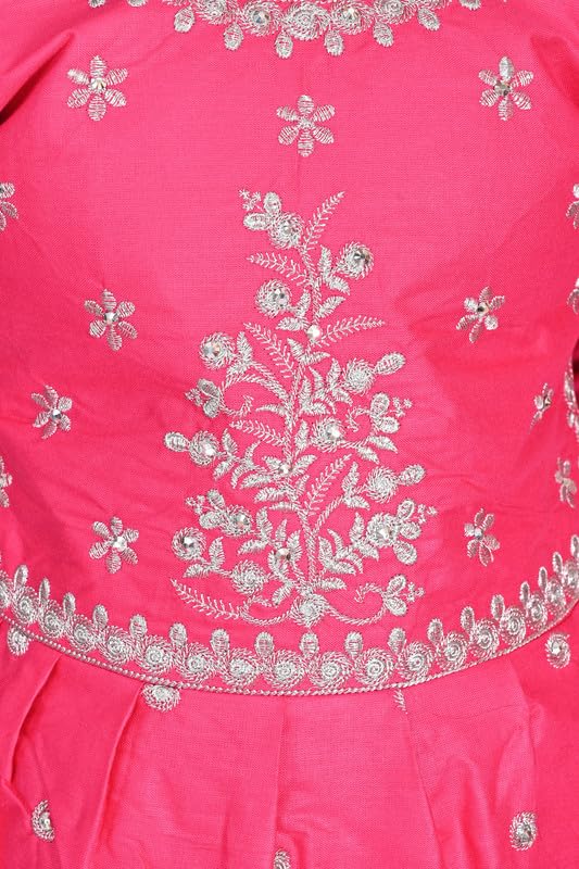 Image of Girls Ethnic Cotton Kurta and Straight Pant Set with Silky Dupatta