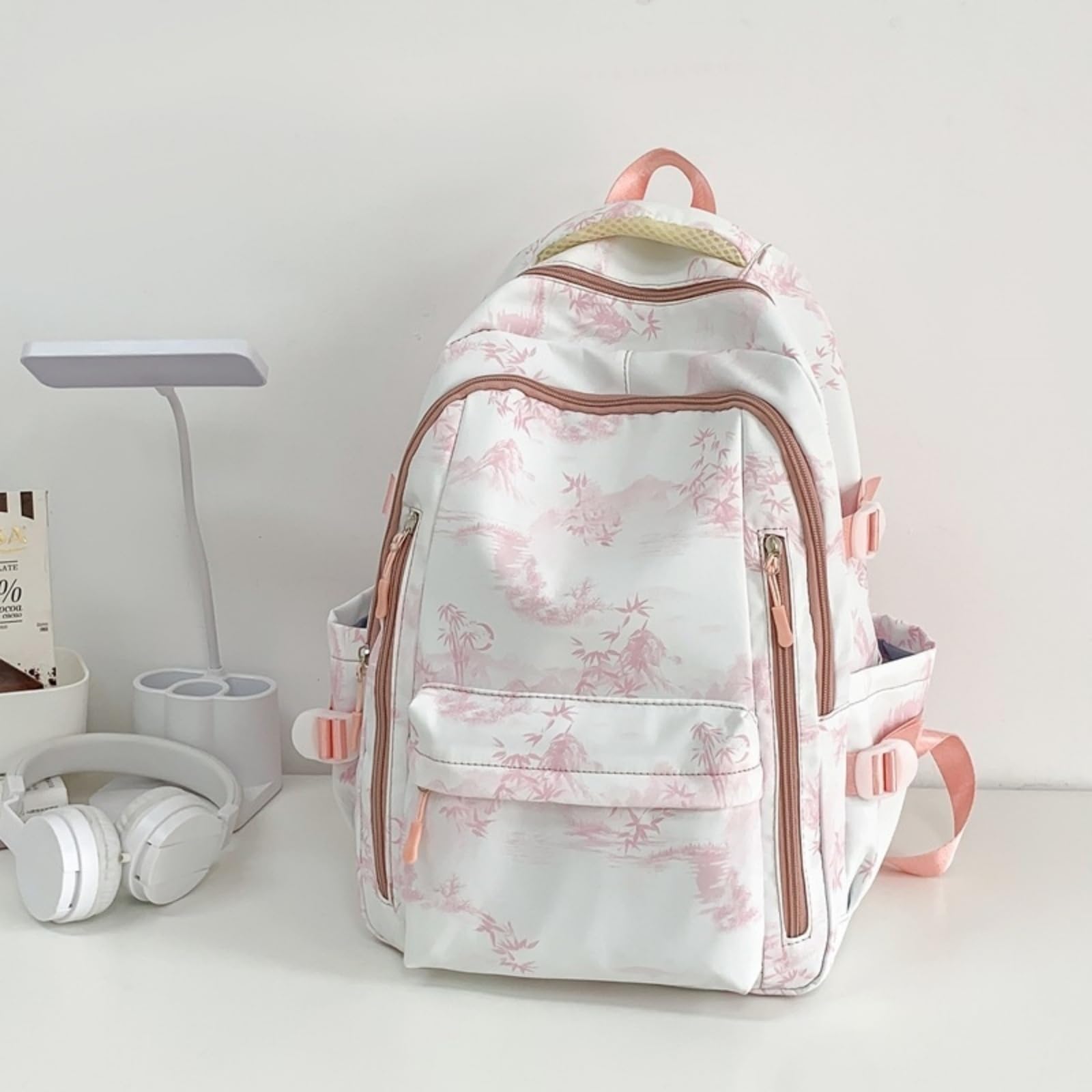 Zaino Stampato in bambù Dell'inchiostro Cinese, Scolastico Casual di Grande capacità per Gli Studenti Uso Giornaliero del Viaggio-Black And White
