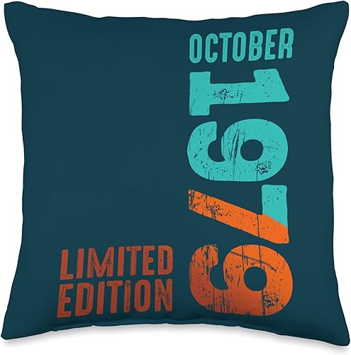 Birth Since Month October 1979 Retro Vintage Year October Year Retro Limited Edition 1979 Throw Pillow, 16x16, Multicolor