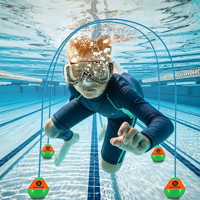 2 Pack Underwater Arch Diving Hoops Pool Toys, Swim Training Diving Rings for Kids & Family, Summer Outdoor Water Game Toys to Improve Swimming Skills for Backyard Pool Party and Bath Play