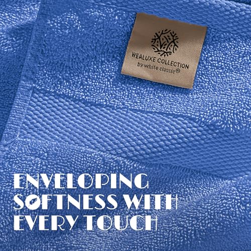 Image of White Classic Light Blue Hand Towels for Bathroom [12 Pack] Cotton Hand Towel Bulk for Gym, Kitchen and Spa, 16x27 Inches Soft Highly Absorbent Quick Dry Terry Salon Towels
