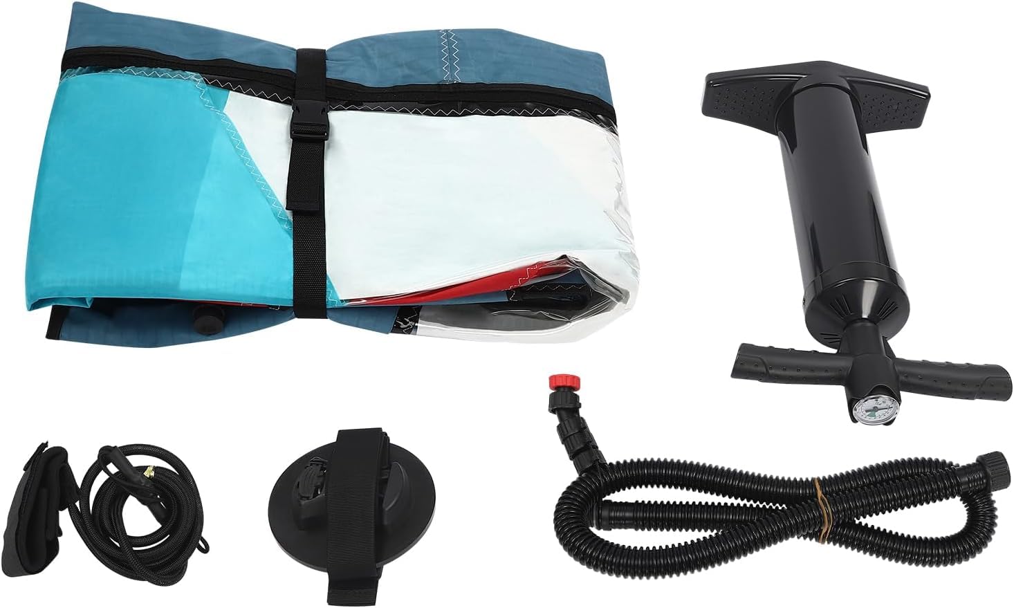 Vela Gonfiabile per Paddle Board con Rotazione A 360°, Ideale per Il Windsurf, Superficie Velica di 45,21 Piedi Quadrati, Blu E Rossa, Design Resistente E Portatile per Un Facile Utilizzo.