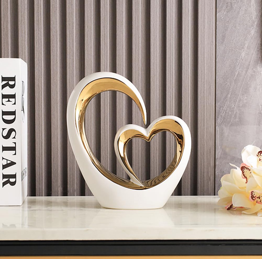 JXCBXJ Heart ceramic statue,Home Decoration Art Statue,Modern Abstract Art Ceramic Statue,for Dining Room Living Room Office Tv Stand Centerpiece