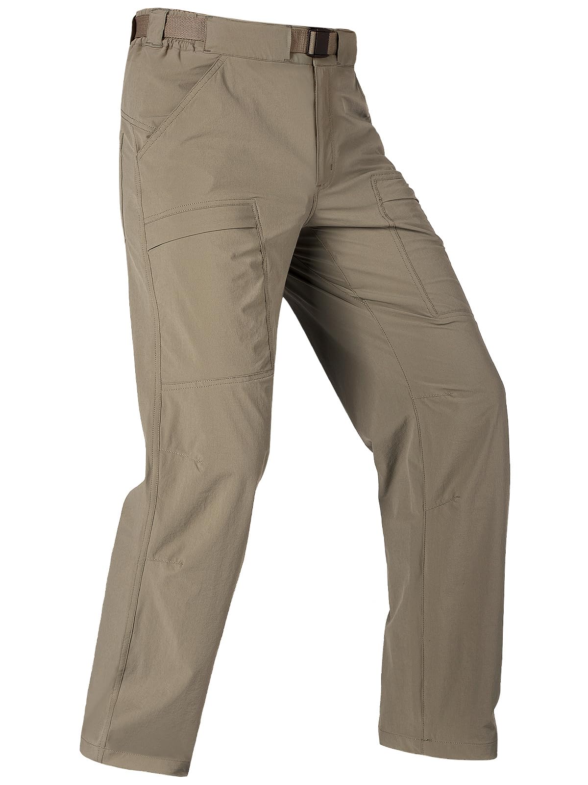 Men's Outdoor Cargo Hiking Pants with Belt Lightweight Waterproof Quick Dry Tactical Pants Nylon Spandex