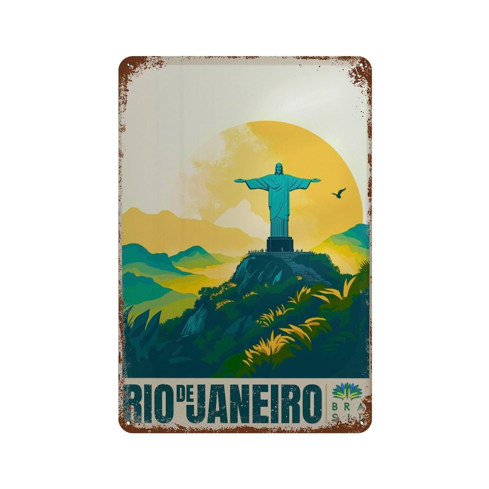 xiaoxiaoshen Rio De Janeiro Travel Christ The Redeemer Wall Decor Art Metal Tin Poster Modern Home Decor Art Home Bar Shop Decorations Vintage Sign 30x20cm