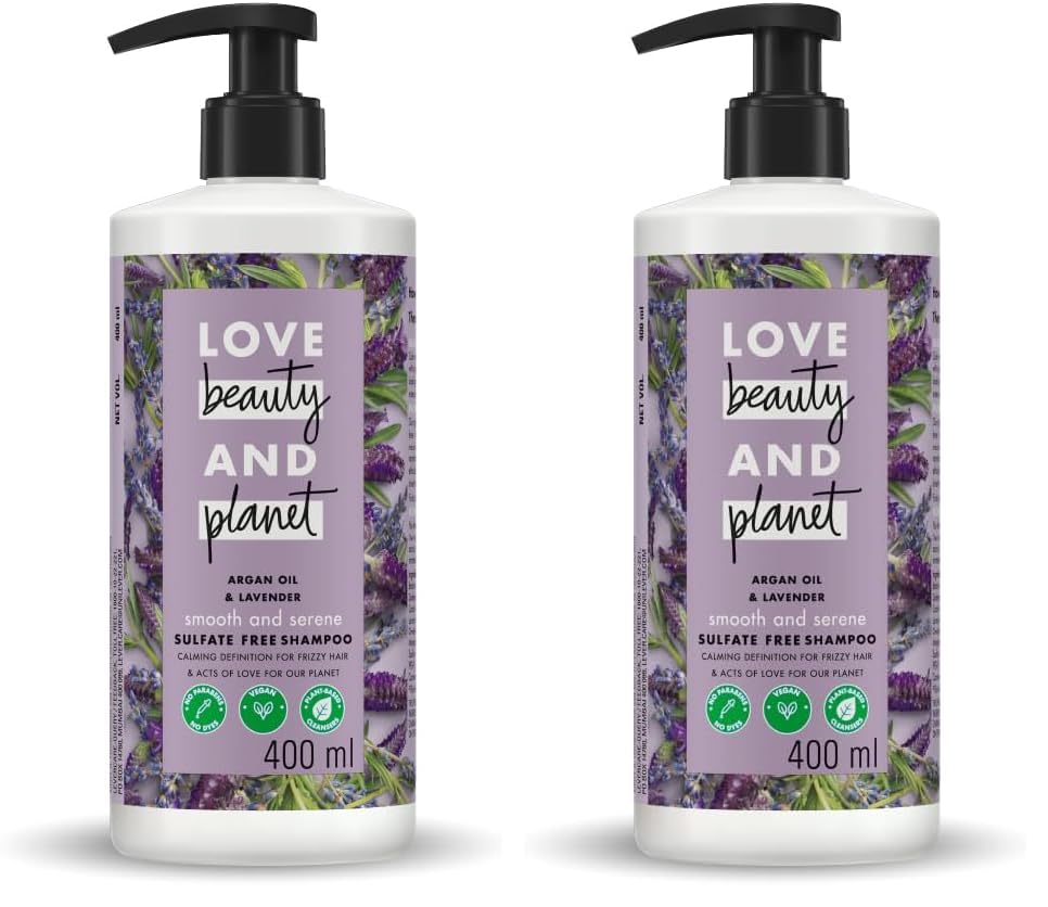 Love Beauty & Planet Argan Oil and Lavender Sulfate Free Smooth and Serene Shampoo|| No Parabens|| No Dyes|| 400ml (Pack of 2)-image-39