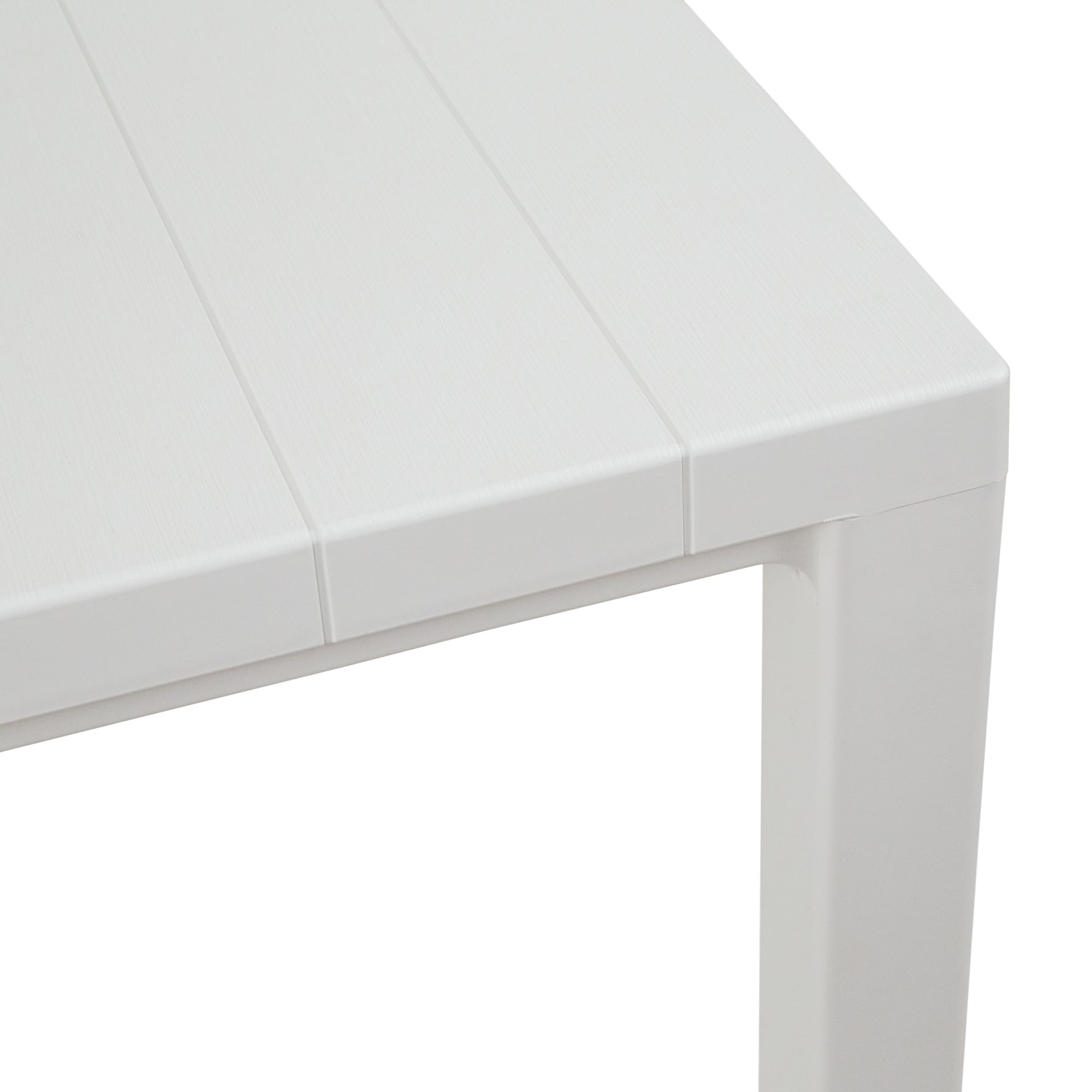 TOOMAX Davide Tavolo da giardino bianco con finitura effetto legno, 147x88x74h cm, tavolo grande adatto per 4 e 6 persone, resistente ai raggi UV, ideale per interno ed esterno