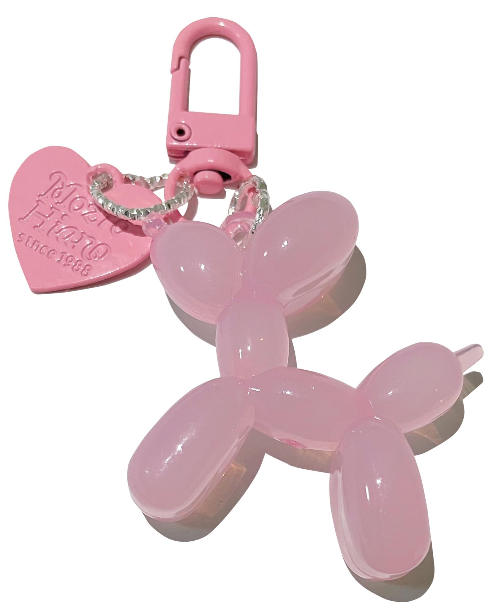 Jelly Balloon Dog Design Keychain for Women, Cute Girls Key Chain, Bag Charms Accessories for Car Purse Backpack Pink