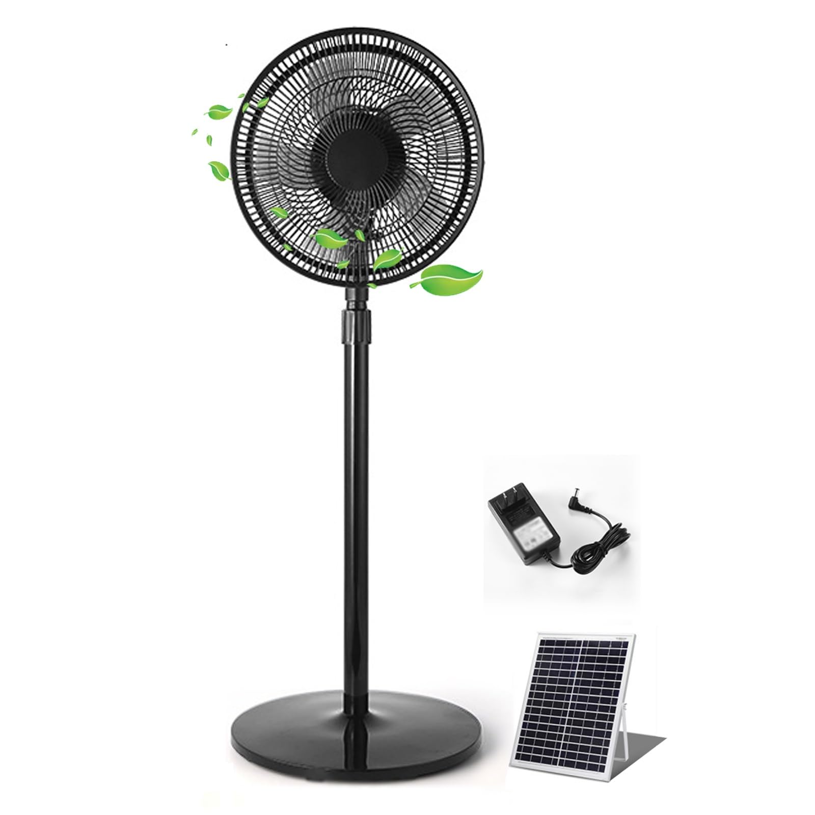 JKJZSALJ Floor Fan,Solar Oscillating Standing Fan With Remote Control,Rechargeable And Height-Adjustable For Indoor And Outdoor Use,41cm/16in