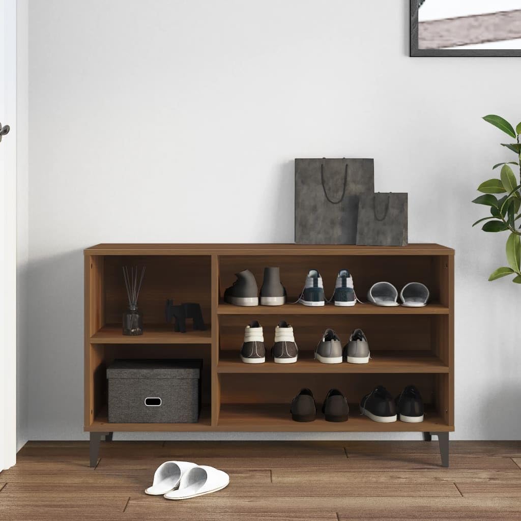 Drewniana szafka na buty wielowarstwowa, dębowa, brązowa, 102 x 36 x 60 cm