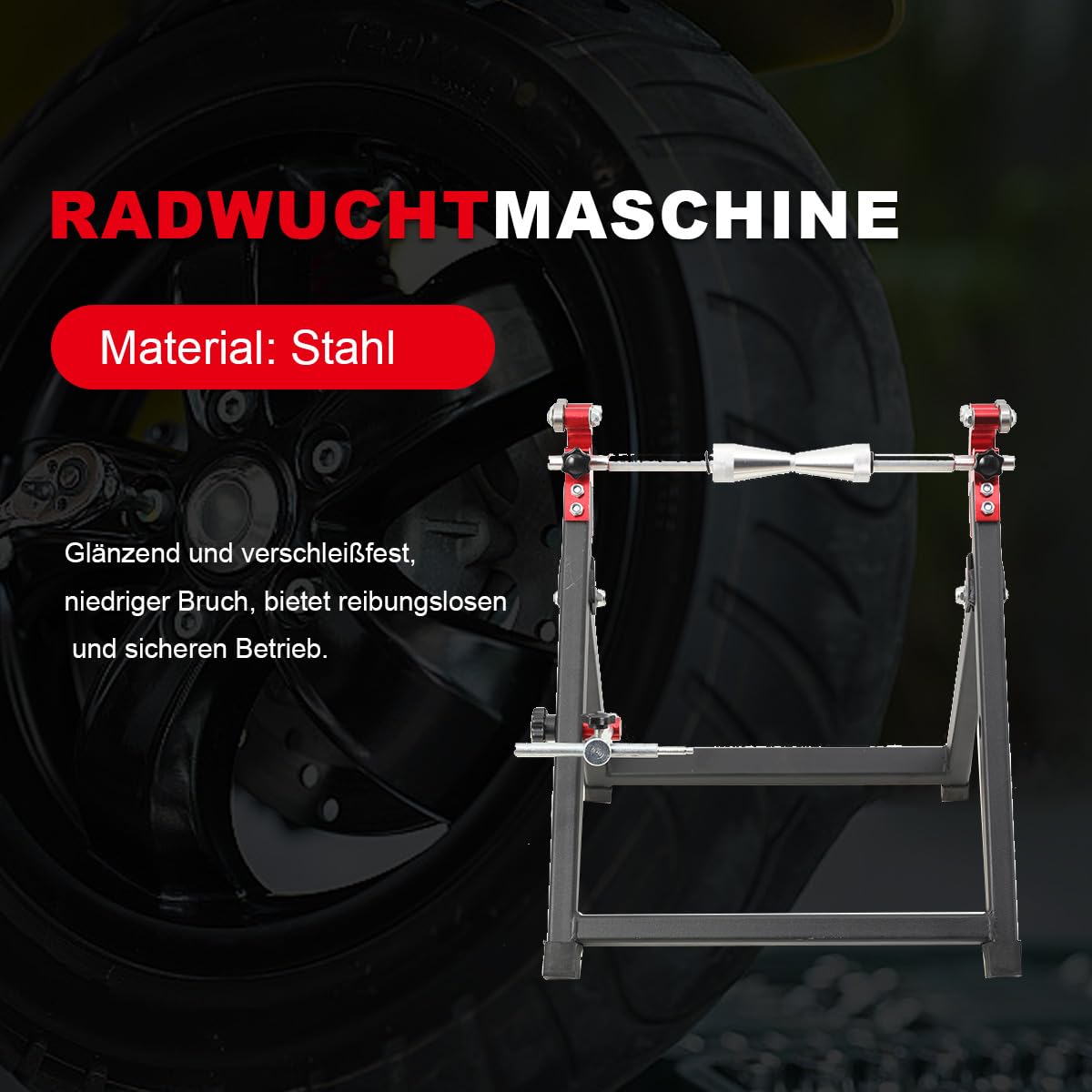 5 * 23 Radwuchtmaschine, Motorrad-Radauswuchtmaschine Rad Static Balancer Zentrierständer Halter, Auswuchtvorrichtung Wuchtmaschine Wuchtbock Auswuchtgerät, faltbares Design