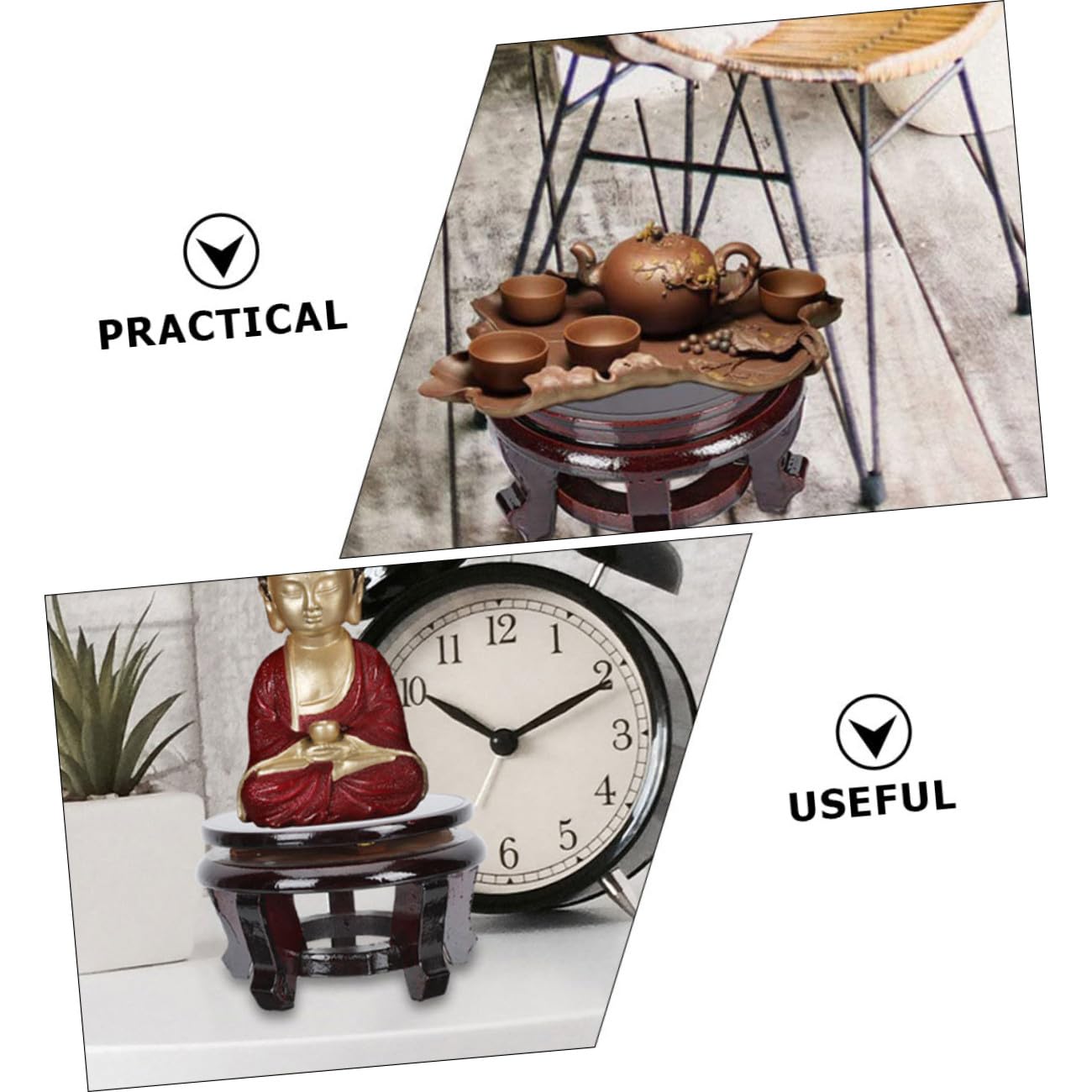 Gatuida Soporte para Macetas de Madera Maciza Redondo 24 Cm de Diámetro, Base Resistente para Plantas y Jarrones Decorativos, Elevador Estable para Interior y Exhibición de Estatuas