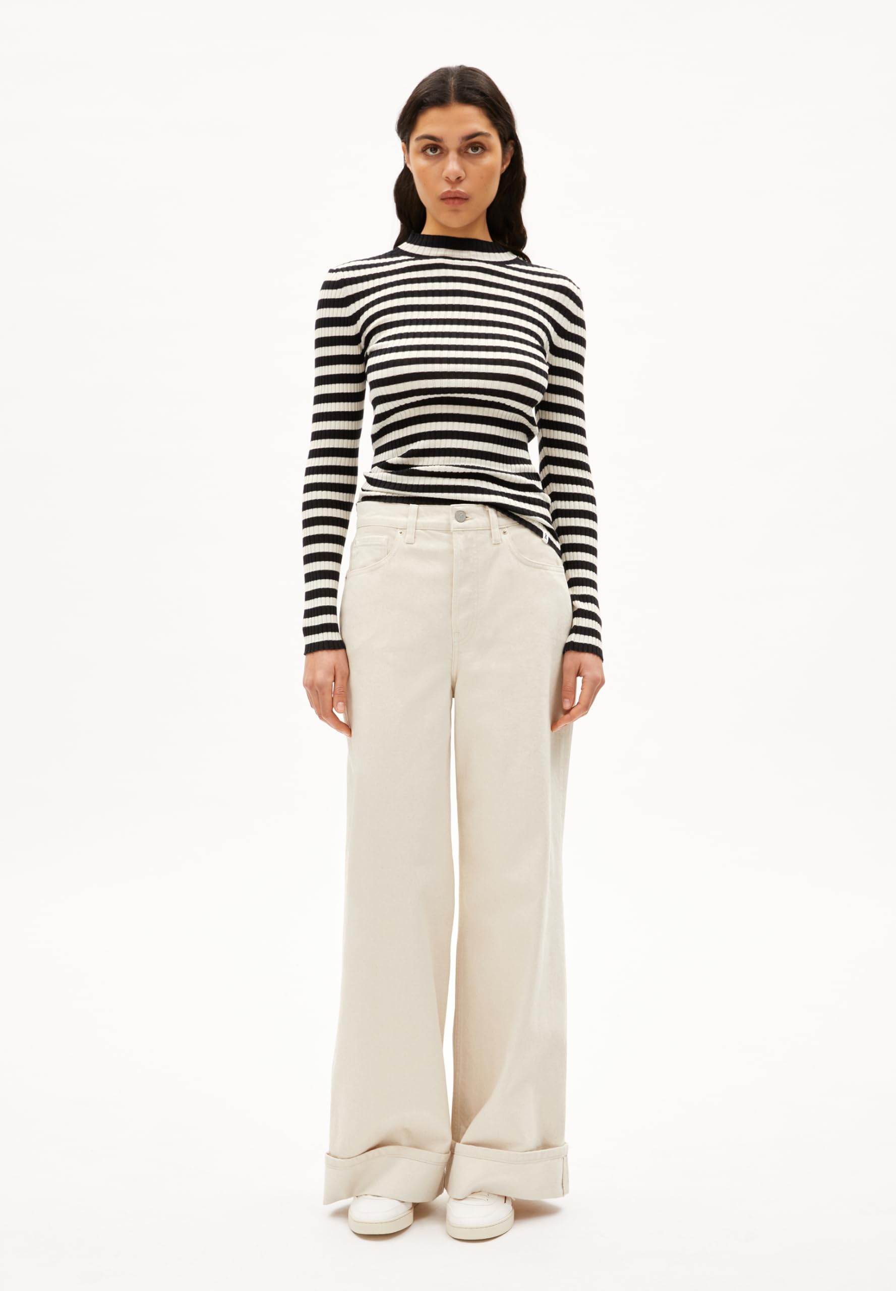 ARMEDANGELS Damen Pullover Slim Fit aus Bio-Baumwolle ALAANIA Striped Fitted