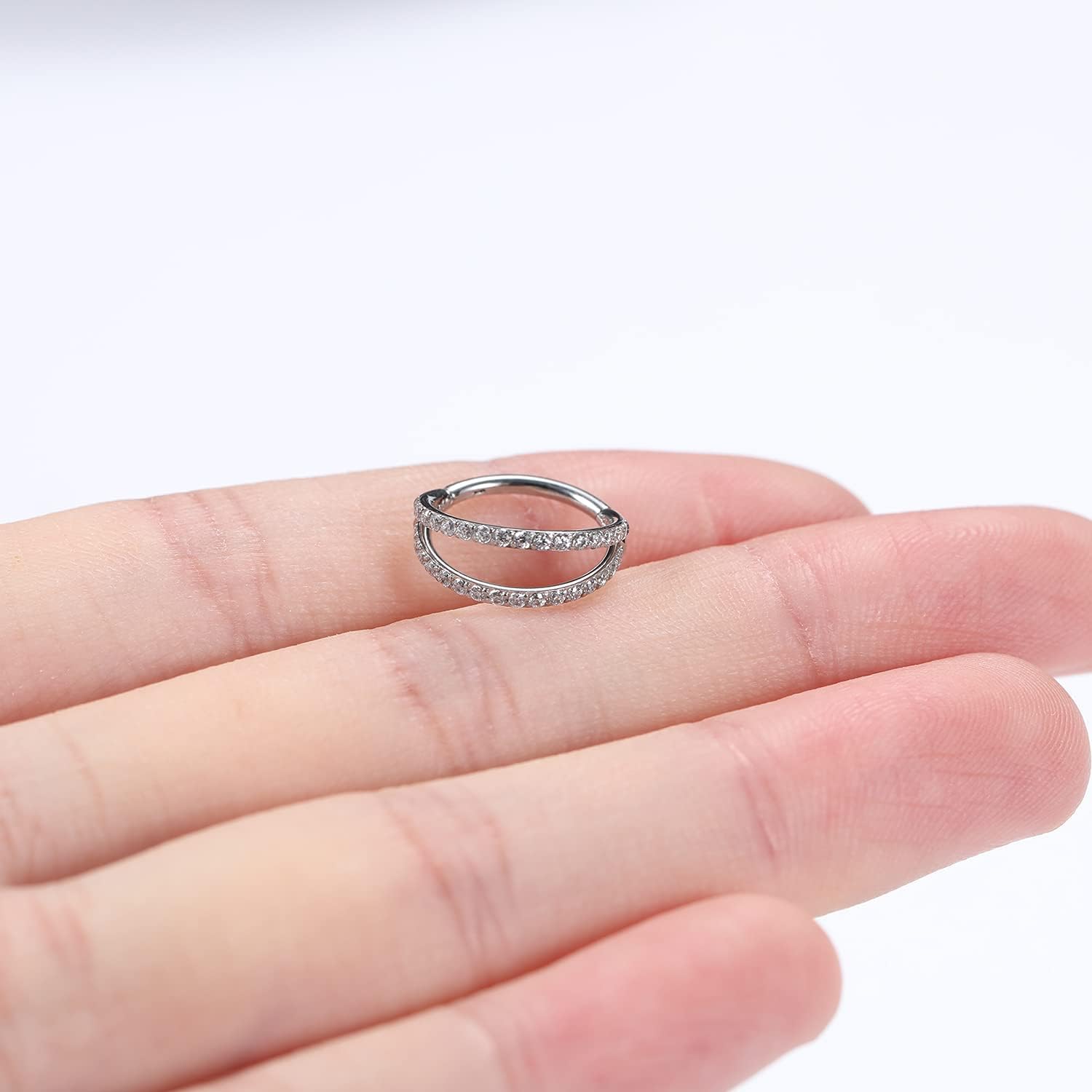 hengkaixuan G23 - Double anneau de nez en titane - 20 g / 18 g / 16 g - Helix Daith Rook Tragus Cartilage Conch - Créoles pour homme et femme - 6 mm à 12 mm