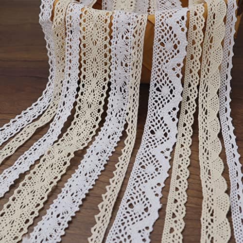 IDONGCAI 40 Yards Cotton Lace Trim Vintage Lace Ribbon Crochet Lace Scalloped Edge for Bridal Wedding Decoration Christmas Package DIY Sewing Craft Supply, 4 Yards Each, 10 Styles