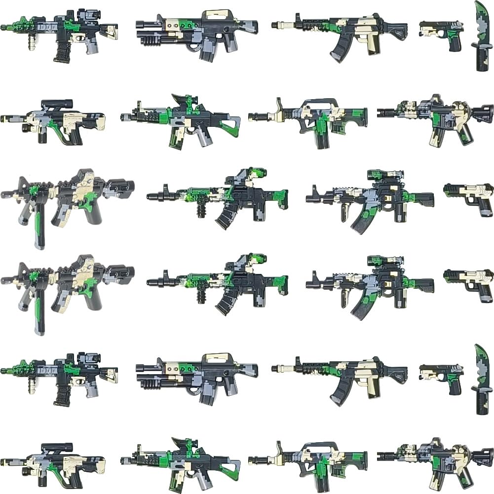 390 Pezzi Set Armi Militari Giocattoli Mattoncini Equipaggiamento Soldato, Elmetto Mimetizzato, Gilet Tattico, Scudi, Mitragliatrice Gatling, Compatibile con le Principali Minifigure