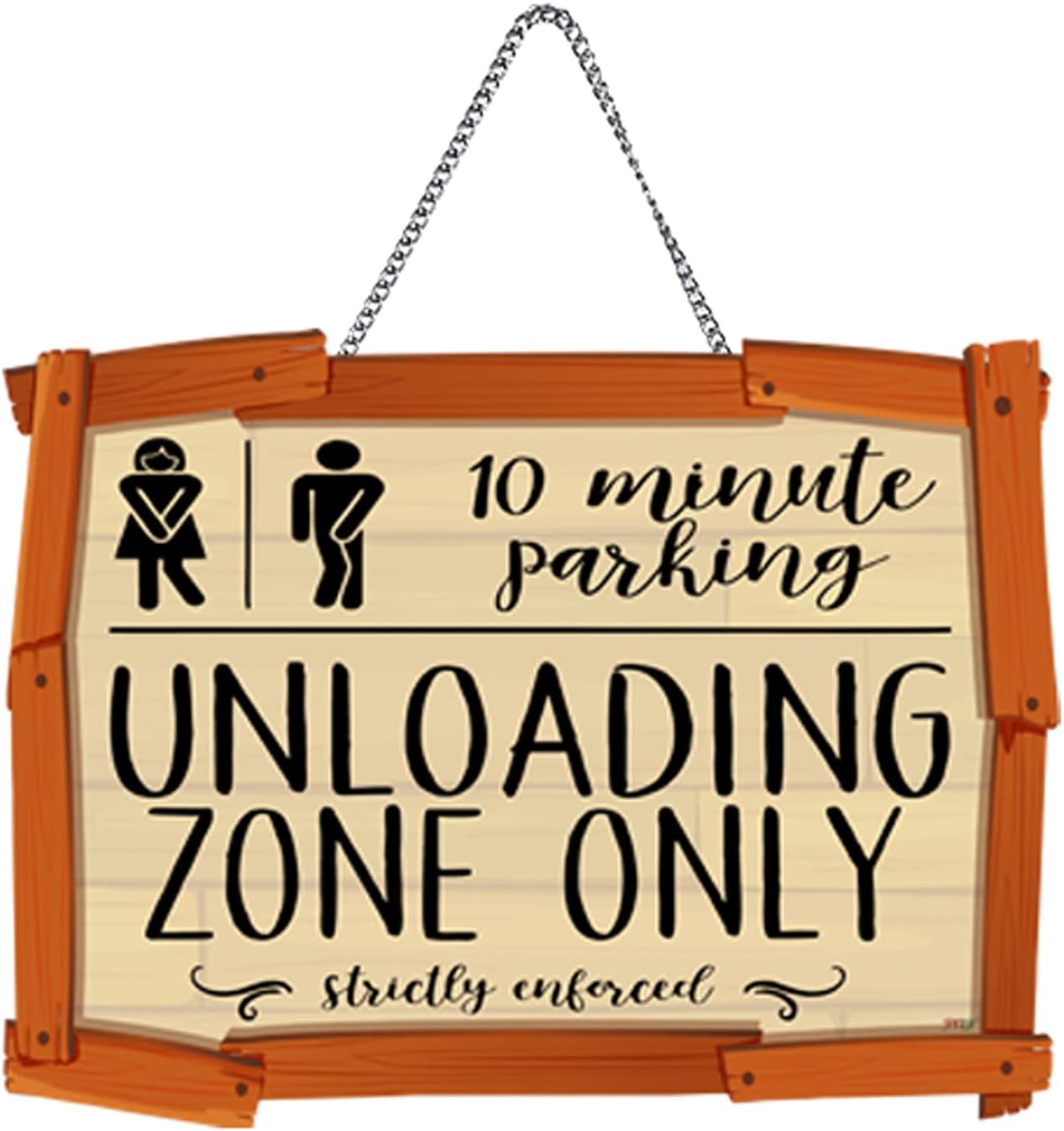 pnf Poster And Frames 10 MINUTE parking UNLOADING ZONE ONLY Quote Printed Funny Inappropriate Bathroom Signs (Wooden, 11x9 Inch,brown)-71-3