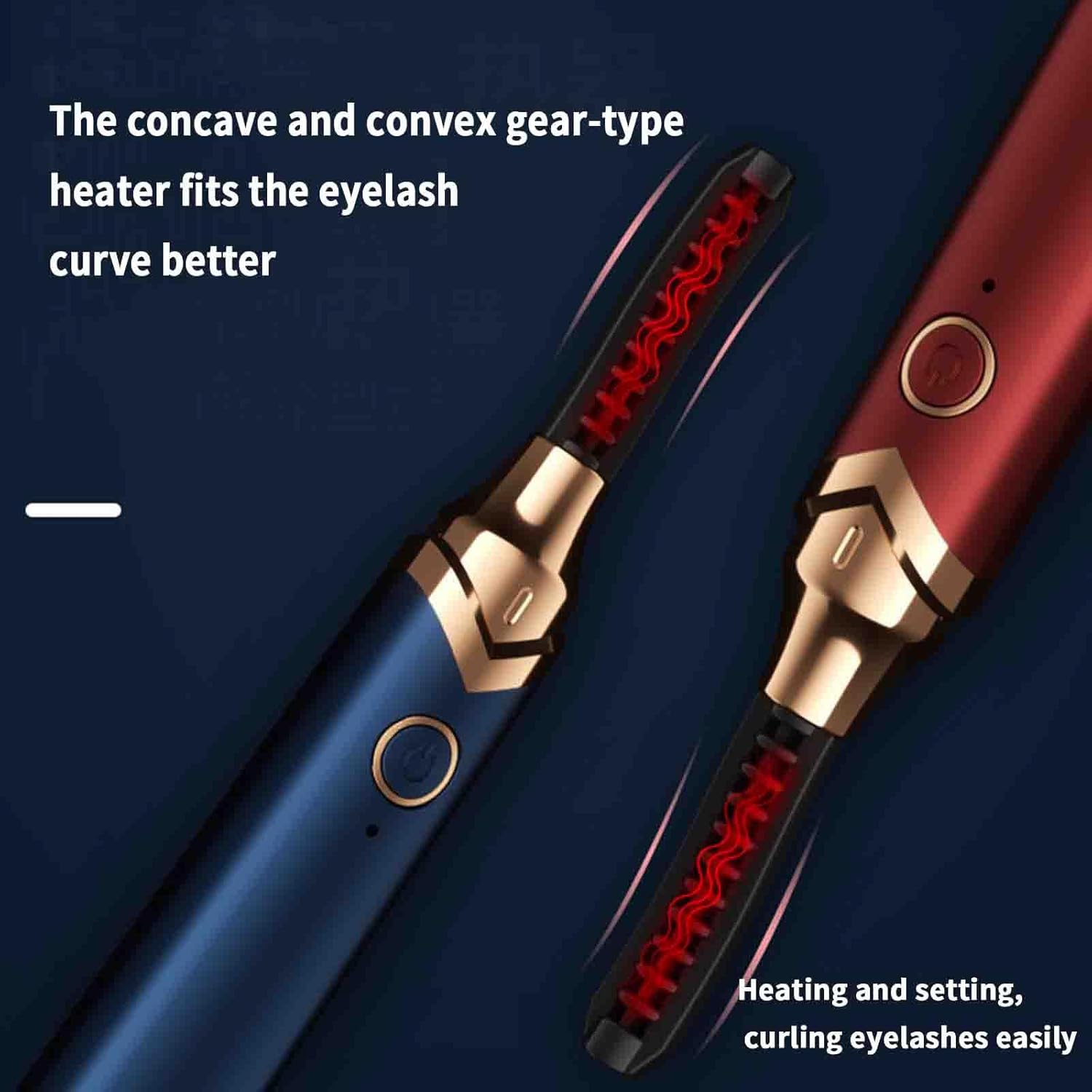 Heated Eyelash Curler Brush Eyelash Curler Electric Lash Curler Curlers Heat Constant Temperature Control for Women Rechargeable USB 3 Levels of Temperature Control (141x21x21MM,Blue)