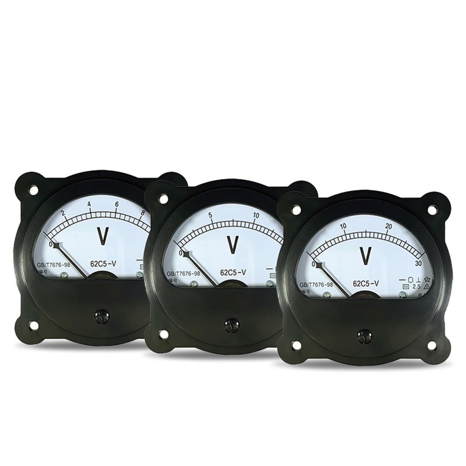 Woltomierz DC 62C5, przyrząd kołowy, 5 V-600 V, czarny wskaźnik, 80 mm, 1 szt. (DC 50 V)