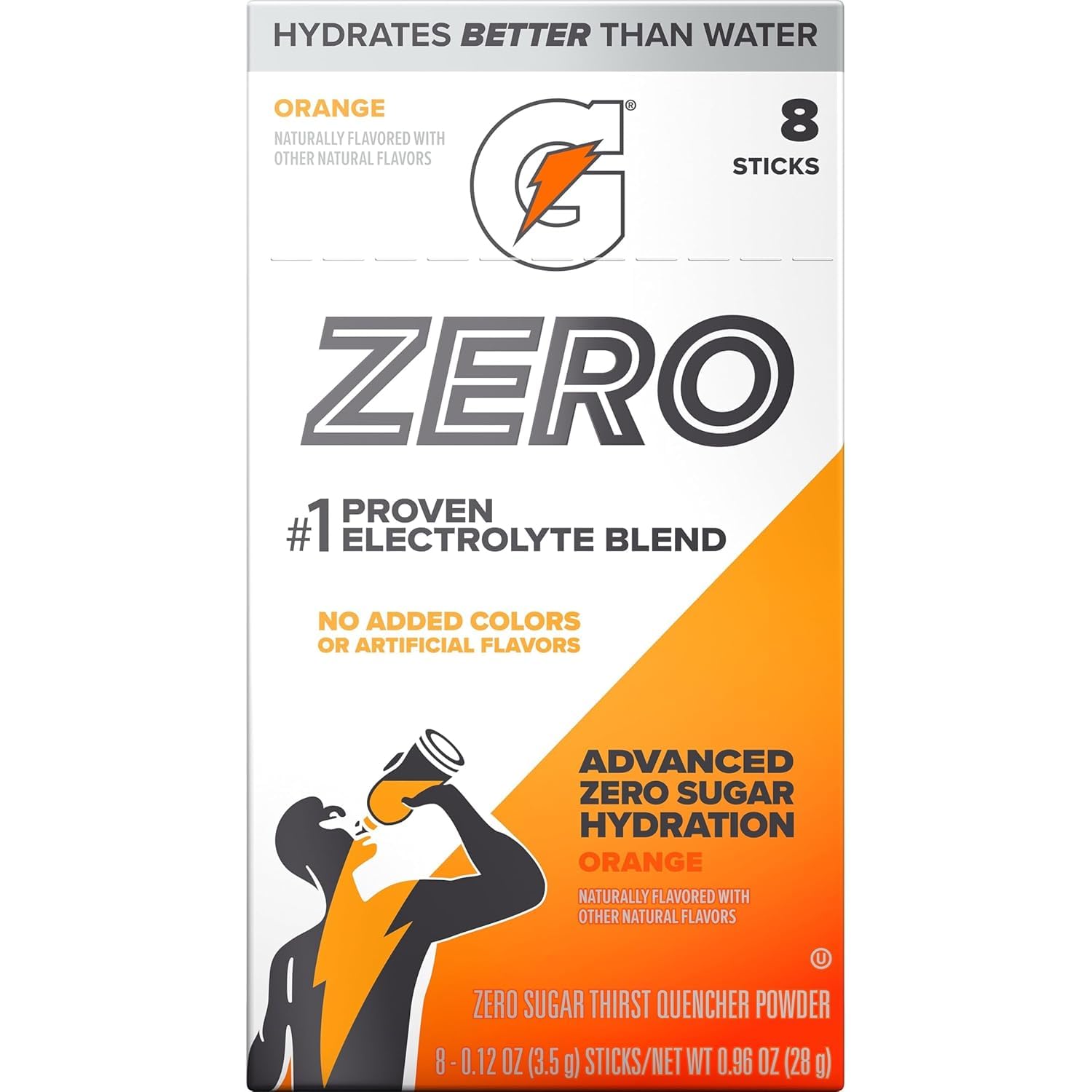 GATORADE - Zero Sugar Electrolyte Drink Mix Orange (2.75g x 10 Packets) By COUGAR | Hydration Powder with Essential Electrolytes | Refreshing Citrus Orange Flavor Sports Drink | Workout & Fitness Hydration Support – (Imported - USA)-image-49