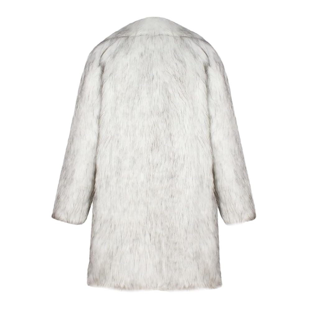 Mens Faux Fur Coat Winter Long Jacket Overcoat Parka Thick