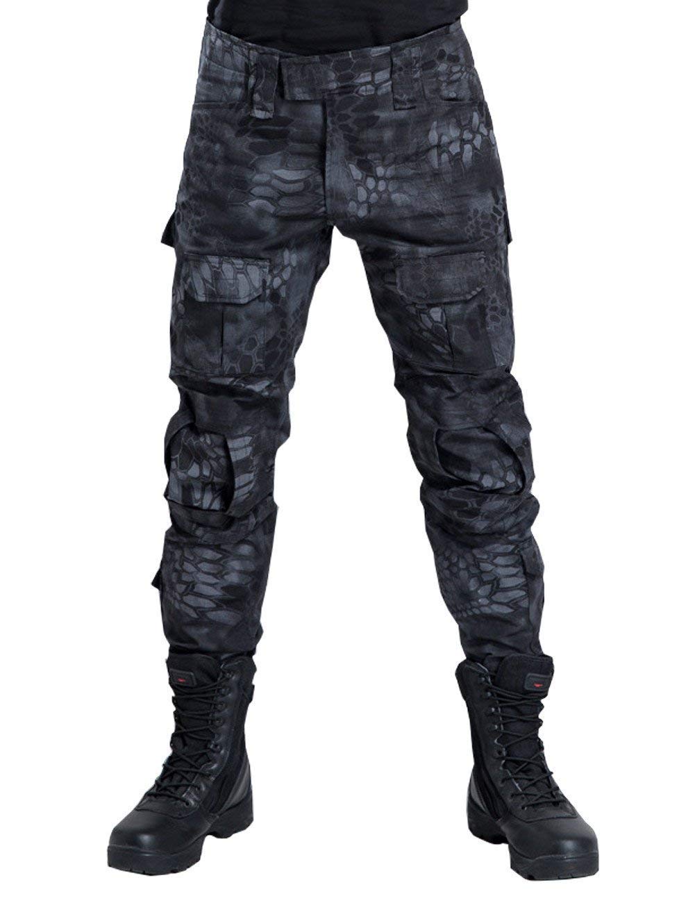Męskie spodnie wojskowe z kieszeniami, moda męska, spodnie rekreacyjne, spodnie wojskowe, spodnie dresowe, spodnie do wędrówek, spodnie do biegania, Black Boa, 38