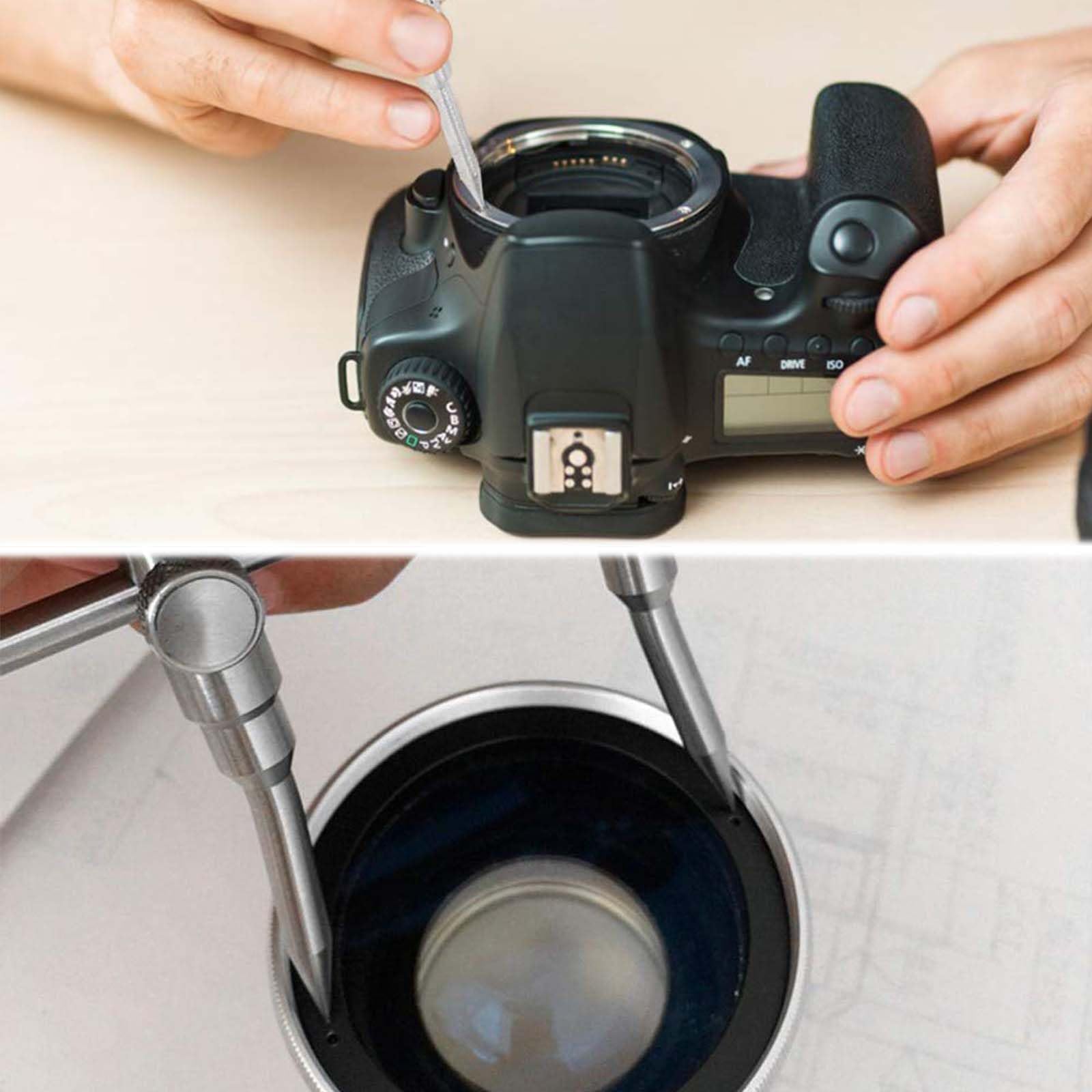 Chiave per obiettivo,Strumento di apertura della fotocamera,Chiave per obiettivo fotocamera,Chiave dell'obiettivo,Con set di ventose per lenti, utilizzato per varie riparazioni di fotocamere, ecc.