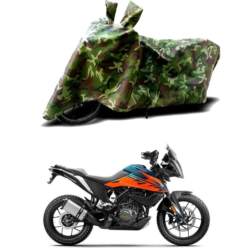 Image of 100% Water Resistant Bike Scooty Two Wheeler Body Cover Compatible for KTM 390 Adventure STD /UV-Rays /Heat Protection /Birds Dropping /Scratchproof /Dust Proof /Waterproof /All Varient[Green MJ]