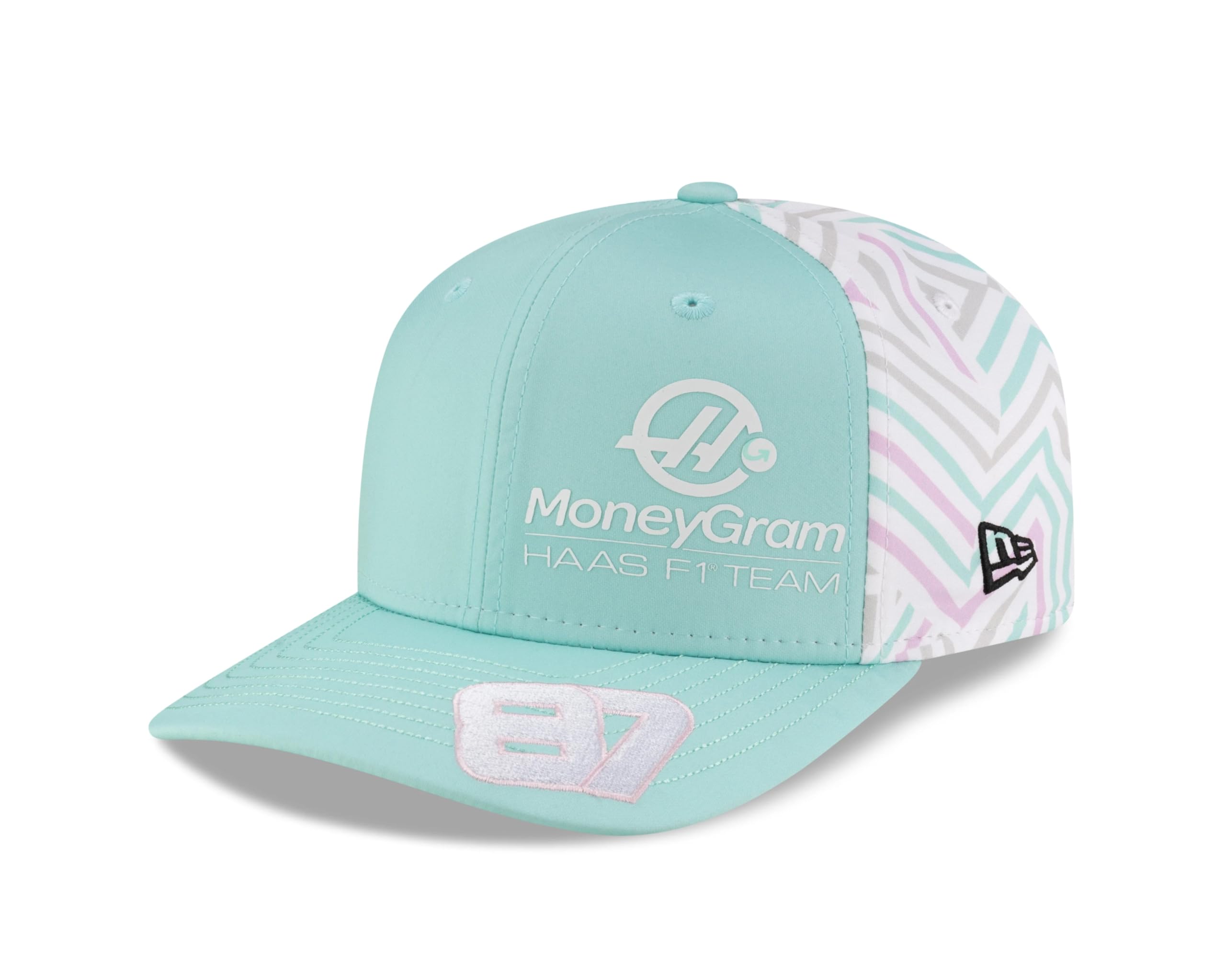 Haas F1 Team, Official 2025 Collection, Oliver Bearman Drivers USA Miami Special Edition Baseball Cap, Turquoise Blue, Adjustable