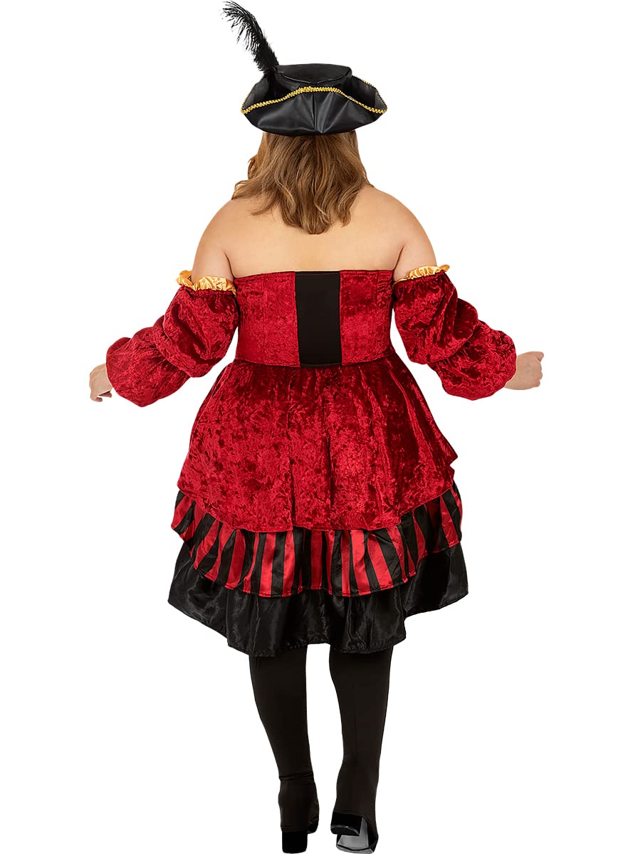 Funidelia | Disfraz de pirata corsaria elegante para mujer Corsario, Bucanero - Disfraz para adultos y divertidos accesorios para Fiestas, Carnaval y Halloween - Talla XL - Granate