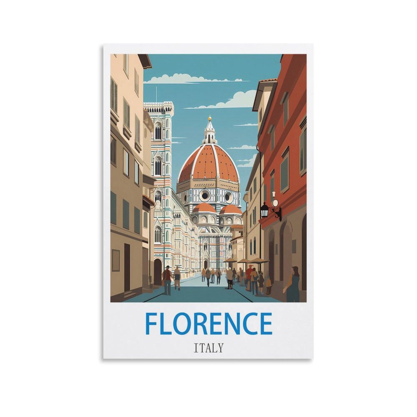 Fzyuen Unframe-Style Florence Italy Vintage Travel Posters 12X18inch(30X45cm) Canvas Wall Art Prints For Wall Decor Room Decor Bedroom Decor