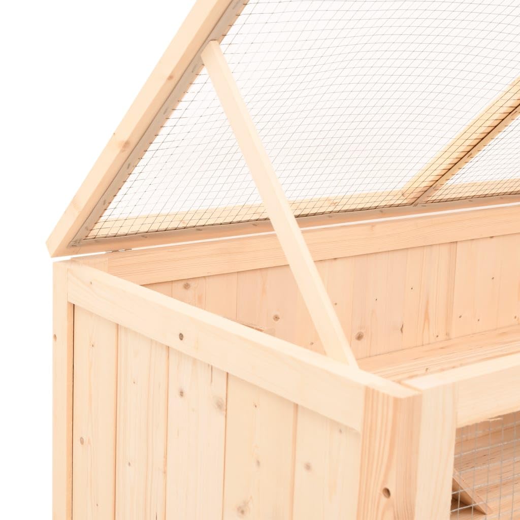 Jaula para hámster de madera de abeto, 89,5 x 45 x 45 cm | Gran casa para roedores con techo de rejilla abatible y bañera extraíble para el salón.