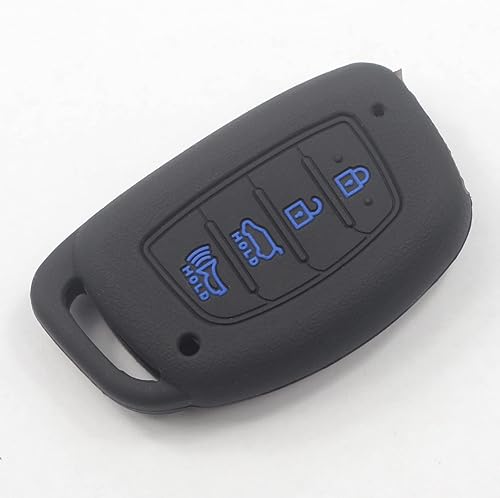 Miniatura 10 de kcpros 2 fundas de silicona de goma con 4 botones para llavero inteligente sin llave compatible con Hyundai Ioniq, Elantra Tucson, negro y gris