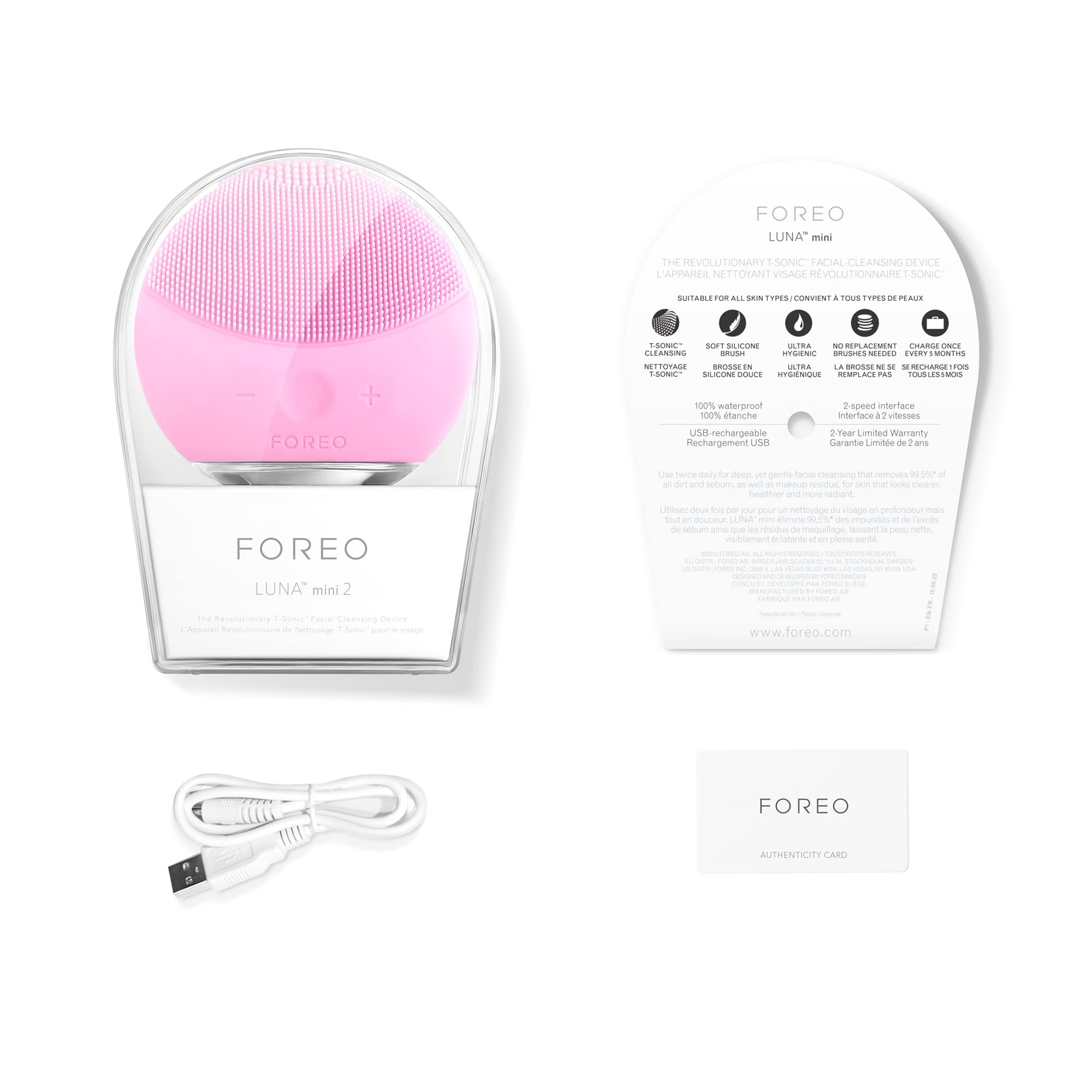 FOREO LUNA mini 2 Gesichtsreinigungsbürste | Travel | Elektrisches Gesichtsmassagegerät | Alle Hauttypen Ultrahygienische Skincare | Einfache Gesichtsreinigung | Elektrischer Silikon-Gesichtsreiniger