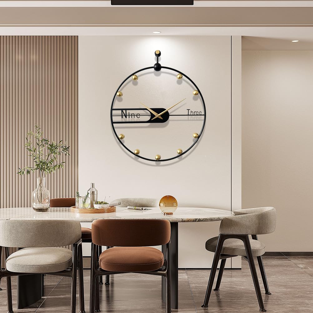 Relojes de Pared Decorativos Modernos de 20 Pulgadas, Reloj Redondo rústico Decorativo de Metal silencioso Que Funciona con Pilas para Sala de Estar, Oficina o recibidor