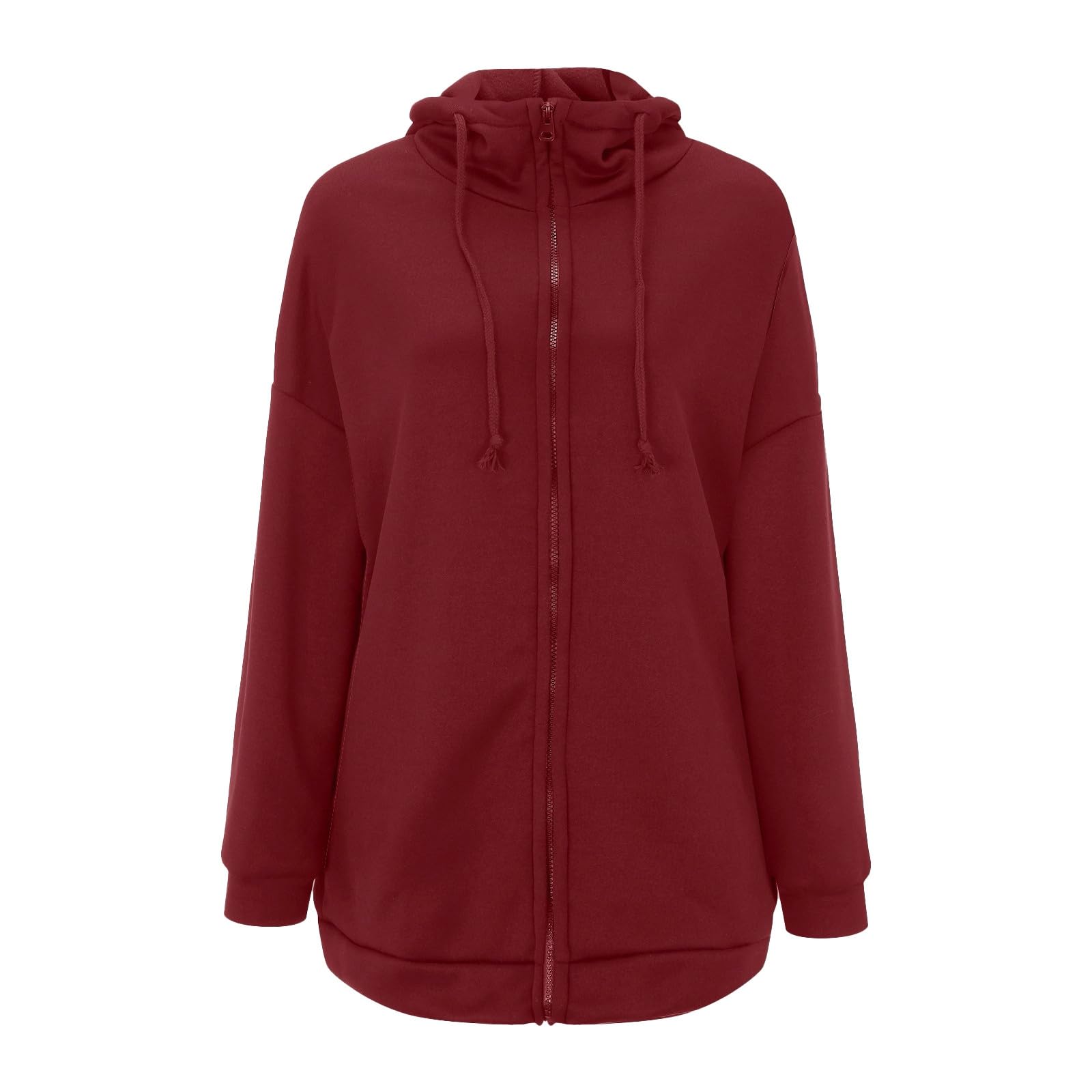 Y2K Damen-Kapuzenpullover mit durchgehendem Reißverschluss, mit Fleece gefüttert, einfarbig, trendig, cool, mit Kapuze, Jacken für Teenager, langer Reißverschluss, leichter Pullover, Hoodies, Pullover