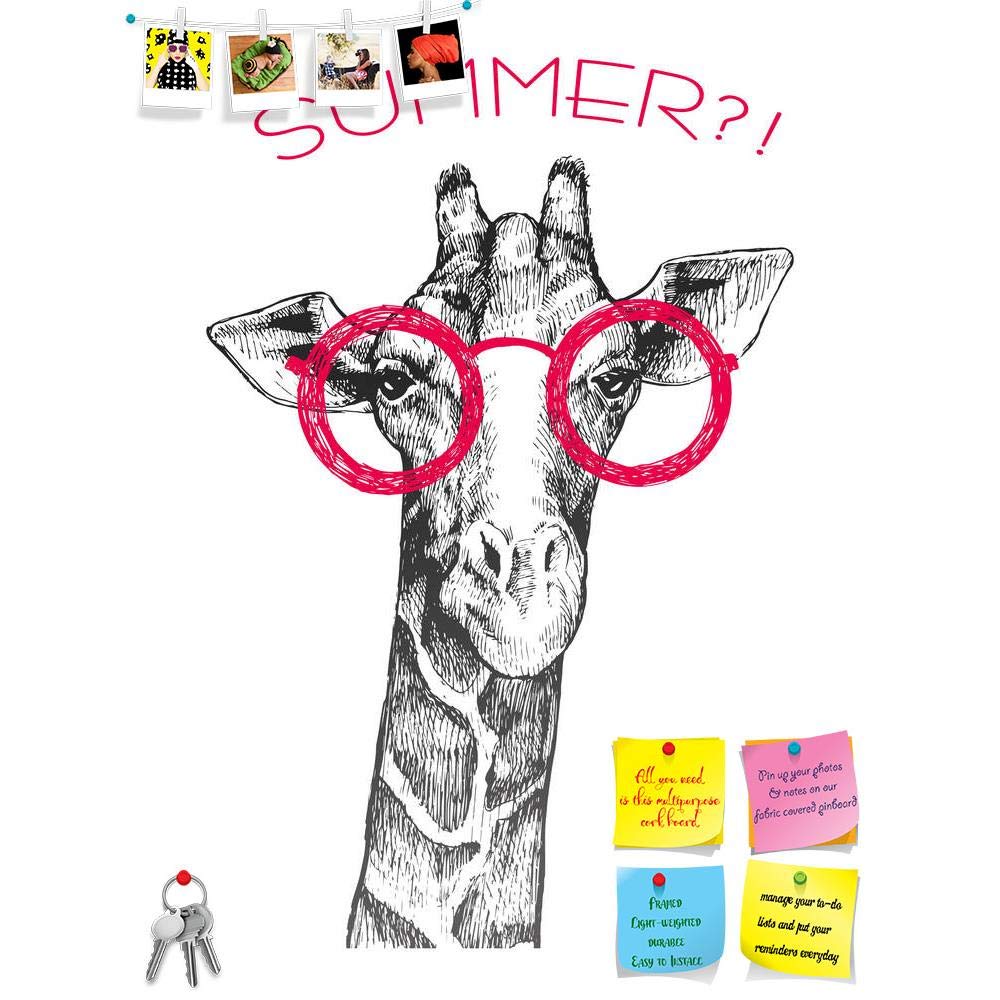 ArtzFolio Giraffe Hipster Bulletin Board Notice Pin Board | Vision Soft Board Combo with Thumb Push Pins | Frameless 20 x 26.7 inch (51 x 68 cms)