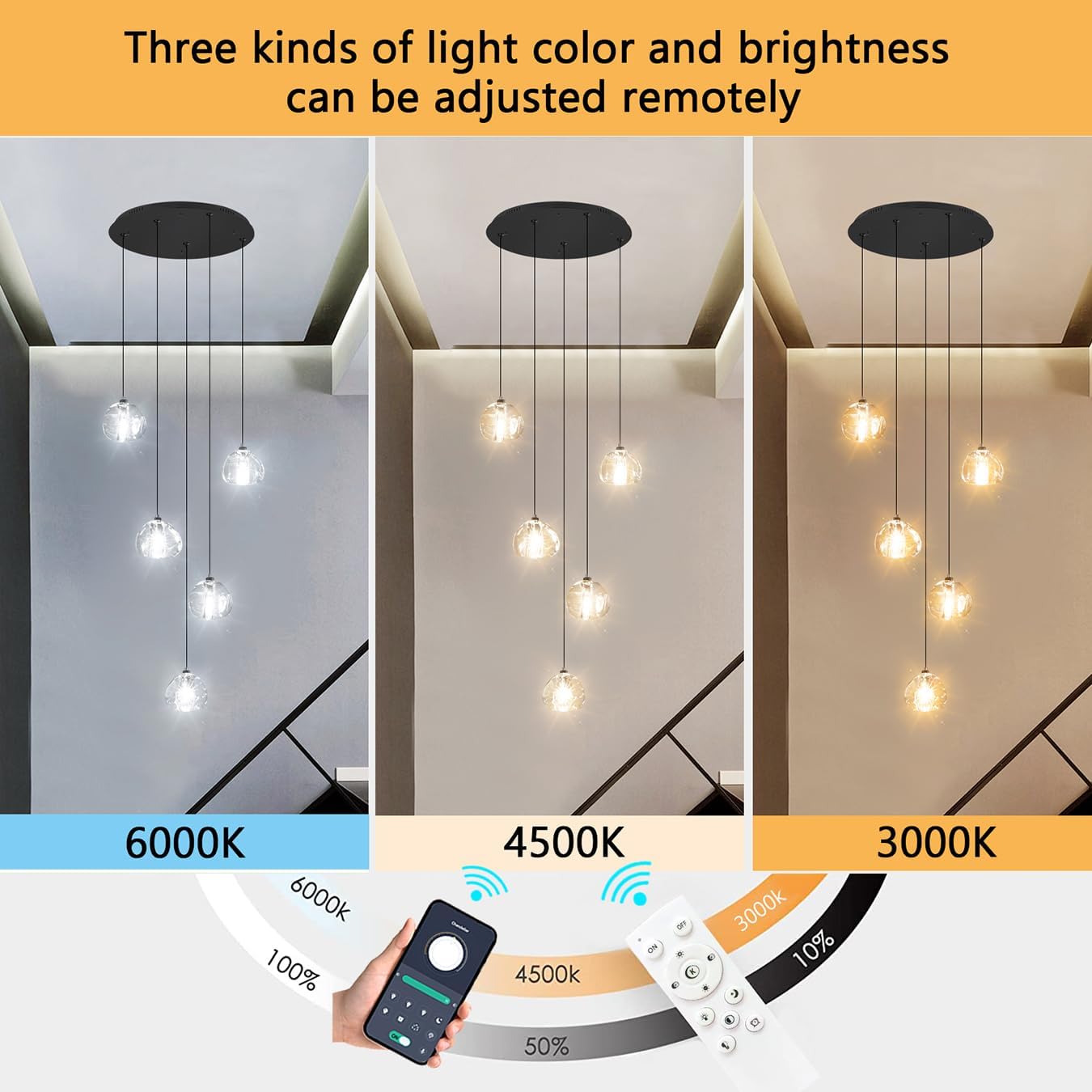 Modern Glam Chandelier LED Kitchen Pendant Lights Island Lighting Remote Dimmable Fixtures Bubble Crystal Floating Chandelier Black Corner Pendants Light